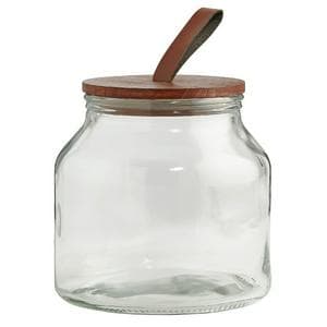 Habitat Glass Jar with Wood and Faux Leather Lid  2l