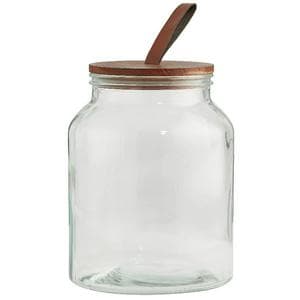 Habitat Glass Jar with Wood and Faux Leather Lid  3l