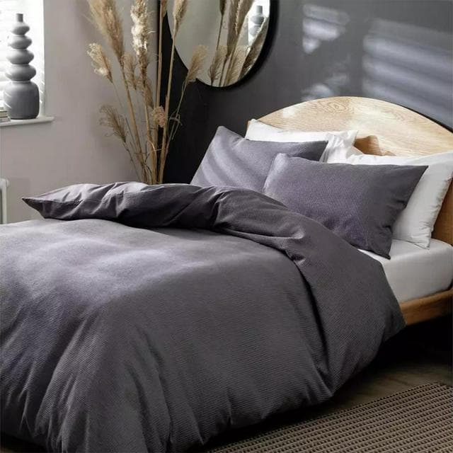 Habitat Charcoal Waffle Duvet Set - gallery image 1