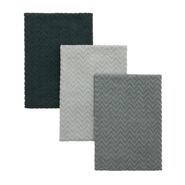 Habitat Pack of 3 Zig Zag Terry Greys Tea Towels - gallery image 1