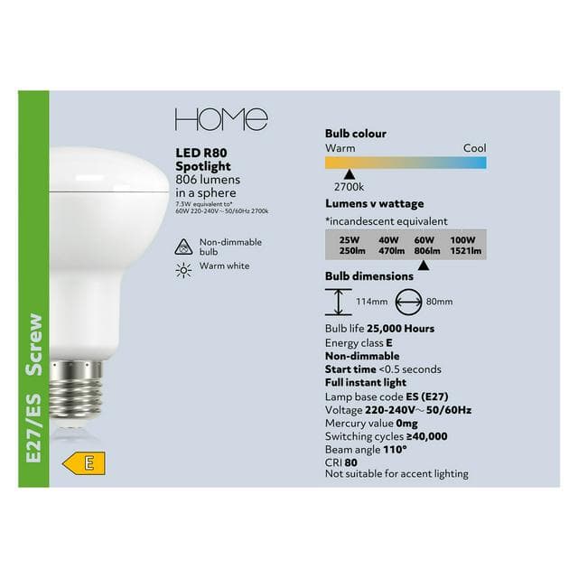 Sainsbury's Home LED Spotlight R80 ES Light Bulb - gallery image 3