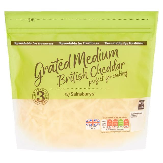 Sainsbury's British Medium Grated Cheddar Cheese 500g - gallery image 1
