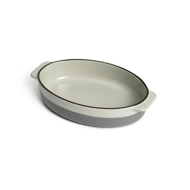 Habitat 29cm Speckle Medium Ceramic Oval Roaster- Grey - gallery image 1