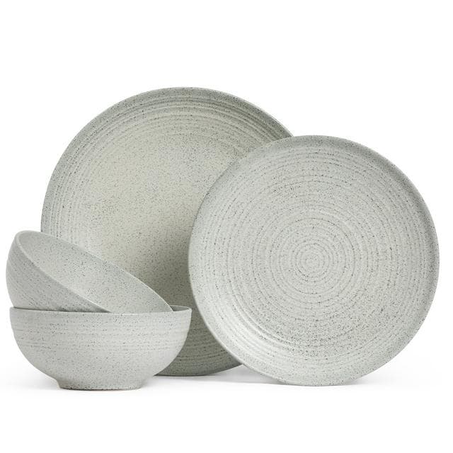 Habitat Textured Ripple Dinnerset Chalk 12pc - gallery image 1