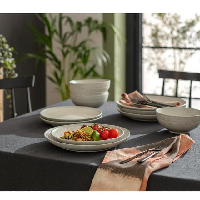 Habitat Textured Ripple Dinnerset Chalk 12pc - gallery image 5