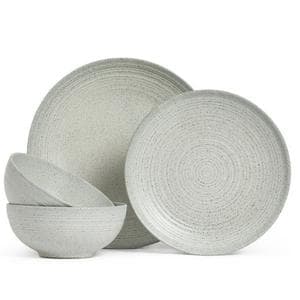 Habitat Textured Ripple Dinnerset Chalk 12pc