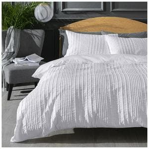 Sainsbury's Home Crinkle Bedding Set - White - King