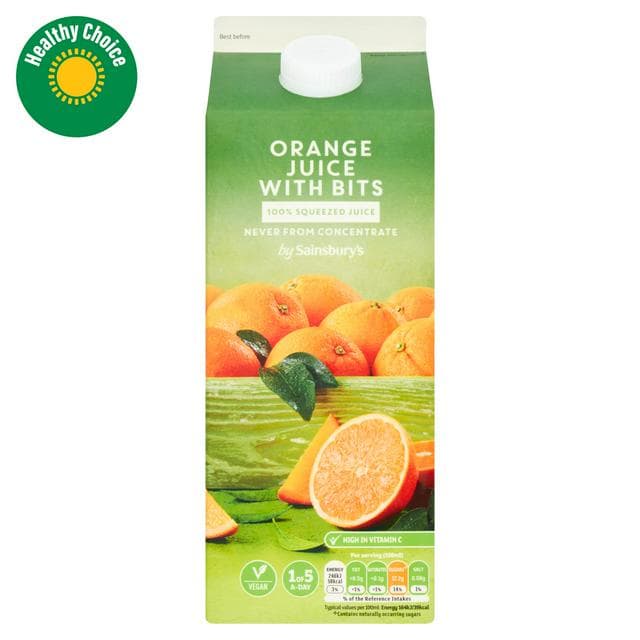Sainsbury's 100% Pure Squeezed Orange Juice with Bits, Not From Concentrate 1.75L - gallery image 1