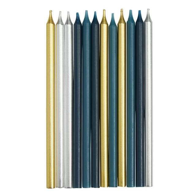Habitat Palma Luxe Gold Silver & Navy Long Candles - gallery image 1