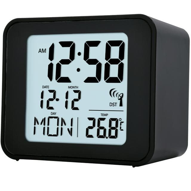 Acctim Cole Radio Controlled LCD Display Alarm Clock - Black - gallery image 1