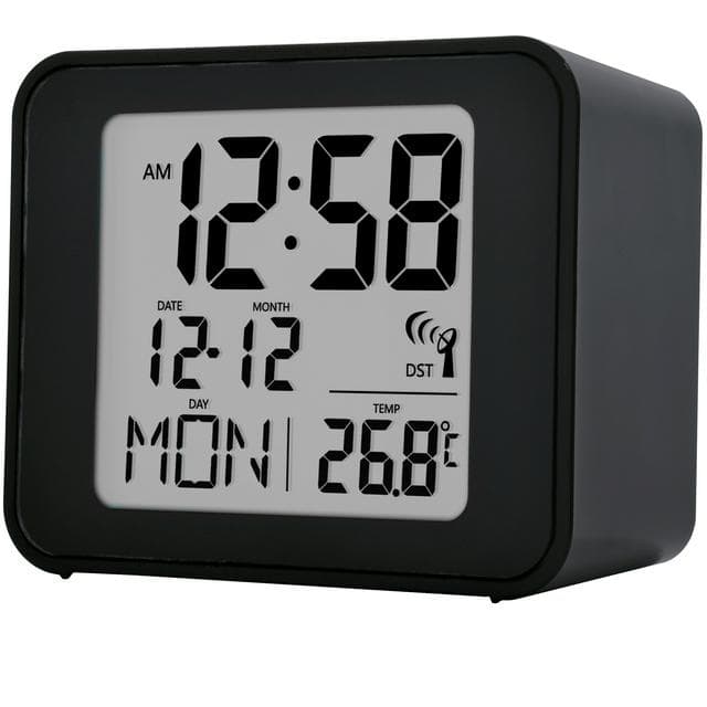 Acctim Cole Radio Controlled LCD Display Alarm Clock - Black - gallery image 2