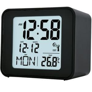 Acctim Cole Radio Controlled LCD Display Alarm Clock - Black