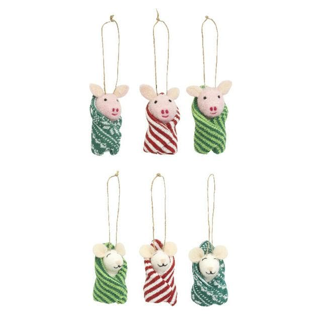 Habitat Pigs/ Mice in Blankets Felt Decorations 6pk - gallery image 1