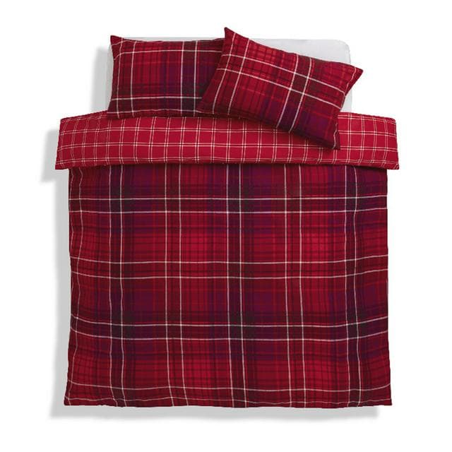 Habitat Xmas Robin Check Bedding Set Red - gallery image 2