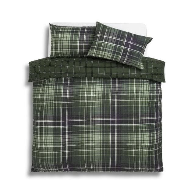 Habitat Xmas Robin Check Bedding Set Green - gallery image 2