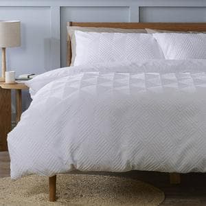 Sainsbury's Home Textured Embossed Bedding Set - White - King