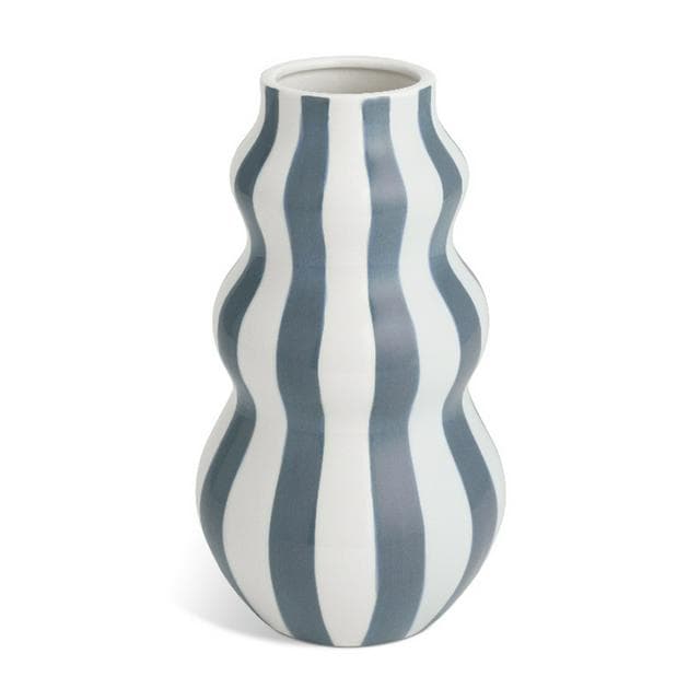 Habitat Hand Painted Stripe Vase Blue - gallery image 1