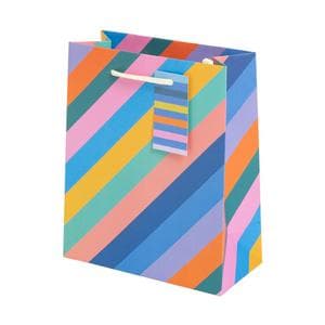 Sainsbury's Home Rainbow Striped Birthday Celebration Medium Present Gift Bag