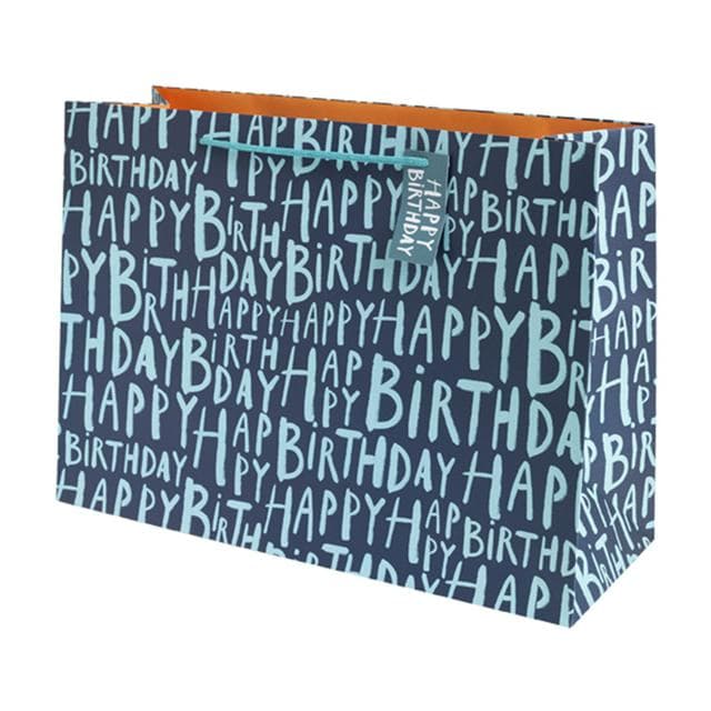 Sainsbury's Blue Happy Birthday Text Extra Large Present Gift Bag Birthday Celebration - gallery image 1