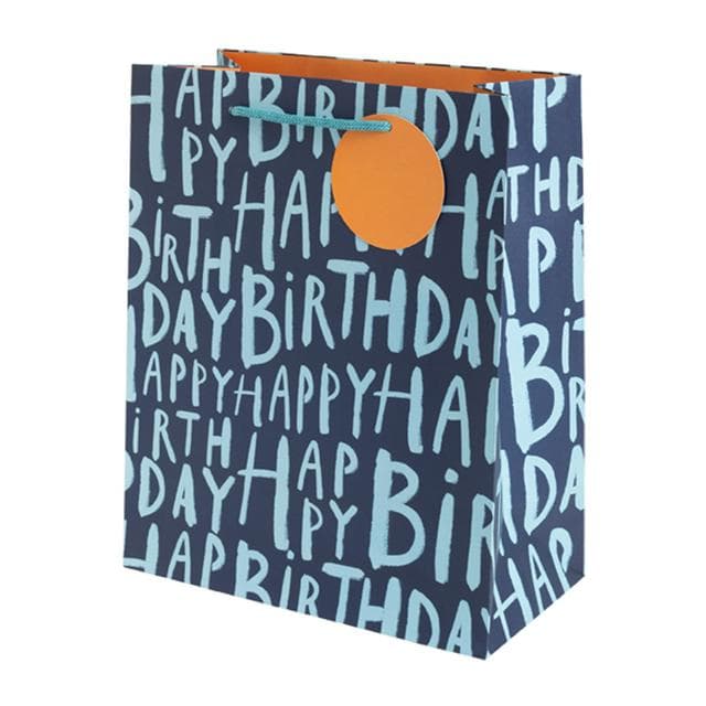 Sainsbury's Blue Happy Birthday Text Large Present Gift Bag Birthday Celebration - gallery image 1