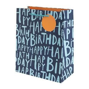 Sainsbury's Blue Happy Birthday Text Large Present Gift Bag Birthday Celebration