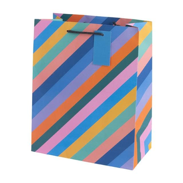 Sainsbury's Rainbow Stripe Birthday Celebration Large Present Gift Bag - gallery image 1