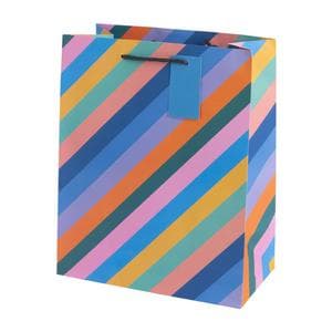 Sainsbury's Rainbow Stripe Birthday Celebration Large Present Gift Bag