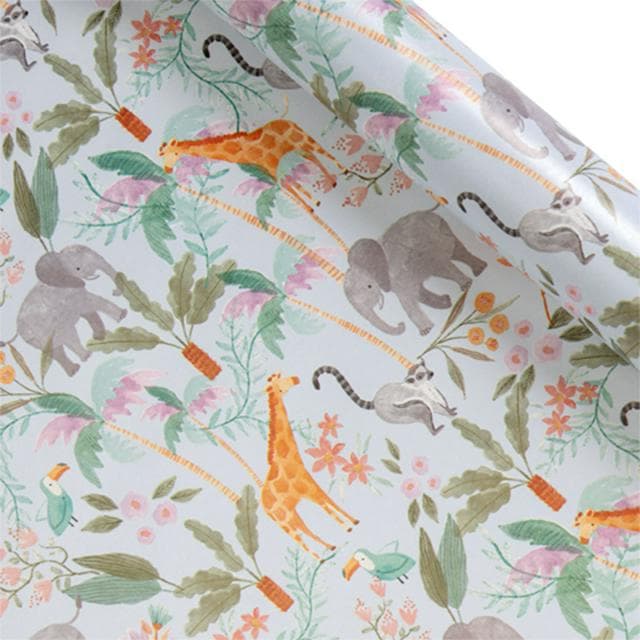 Sainsbury's Jungle Animal Baby Birthday Gift Wrap Wrapping Paper - 3m - gallery image 1