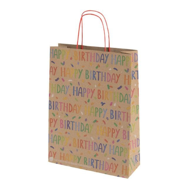Sainsbury's Eco Nature Kraft Happy Birthday Large Present Gift Bag Birthday Celebration - gallery image 1