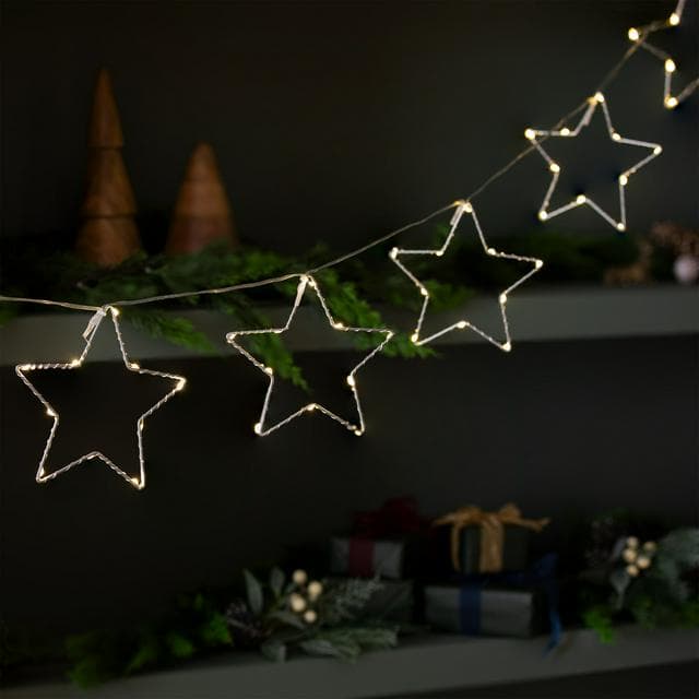 Habitat 6 White Battery LED Christmas Star String Lights - gallery image 1