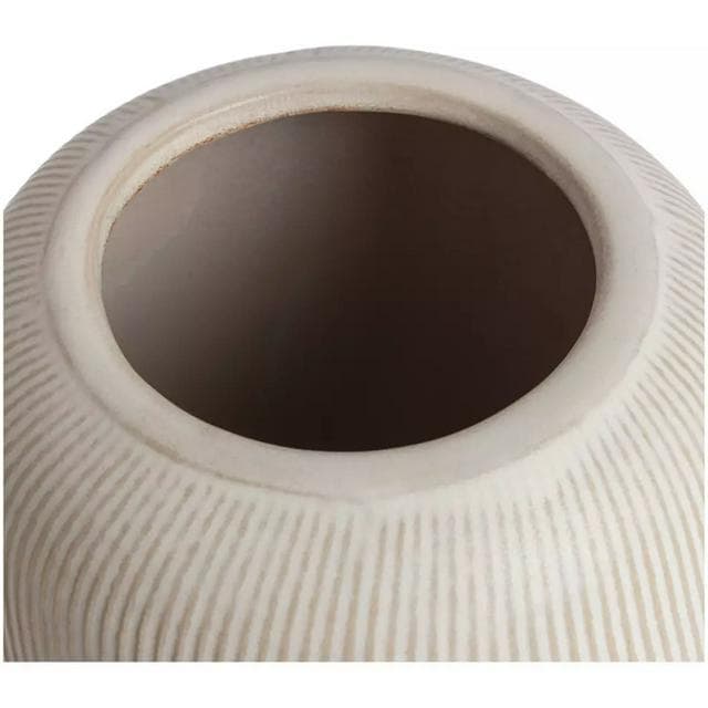 Habitat Large Ribbed Ceramic Vase - Natural - gallery image 3