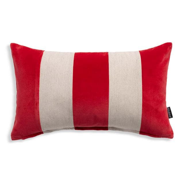 Habitat Velvet & Linen Stripe Cushion - Red - 30x50cm - gallery image 1