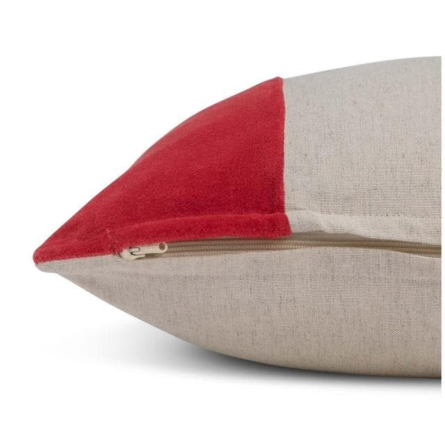 Habitat Velvet & Linen Stripe Cushion - Red - 30x50cm - gallery image 5