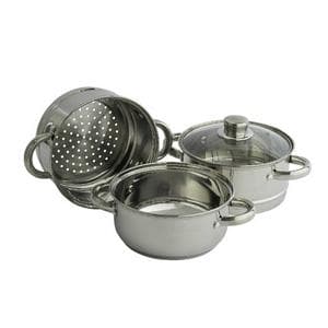 Sainsbury's Home 18cm 3 Tier Stainless Steel Steamer