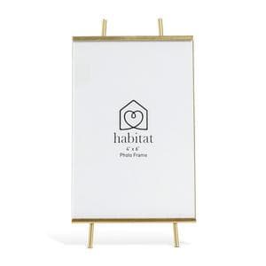 Habitat Glass Easel Photo Frame - Gold - 18x10cm