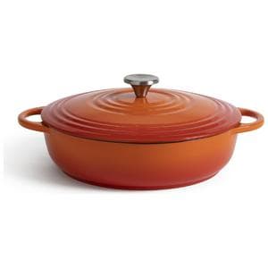 Habitat 4 Litre Cast Iron Shallow Casserole Dish - Orange