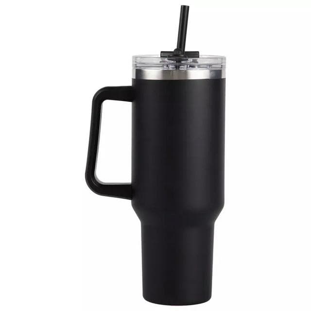 Sainsbury's Home Black Handle Stainless Steel Travel Coffee Mug - 1180ml - gallery image 1