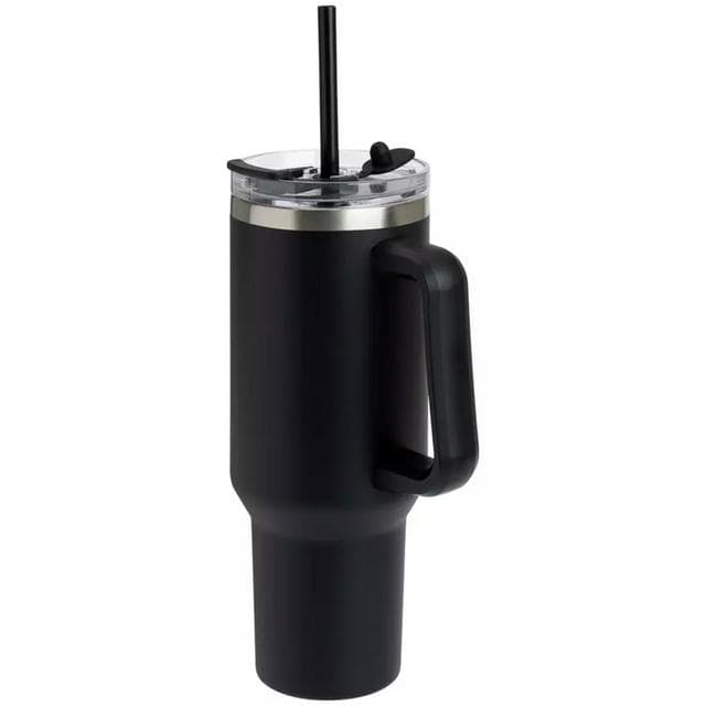Sainsbury's Home Black Handle Stainless Steel Travel Coffee Mug - 1180ml - gallery image 2
