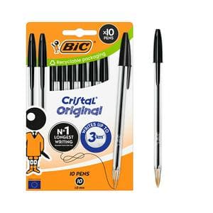 Bic Cristal Medium Black Ballpoint Pen - Pack of 10