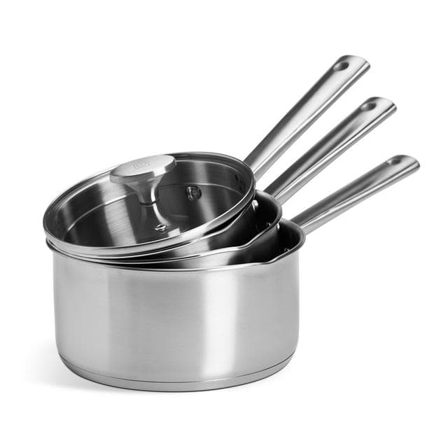 Habitat Ellipse Brushed 3 Piece Stainless Steel Pan Set - gallery image 1