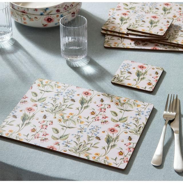 Sainsbury's Home Bee Floral Corkback Set of 4 Coasters - gallery image 2