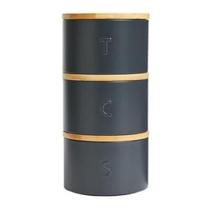 Habitat Embossed Text Stacking Tea, Coffee & Sugar Canisters - Black