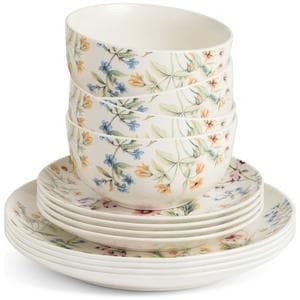Sainbsury's Home Bee Floral 12 Piece Stoneware Dinner Set
