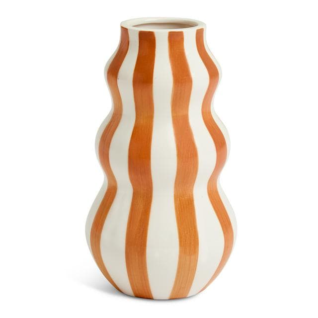 Habitat Hand Painted Rust Stripe Vase - gallery image 1