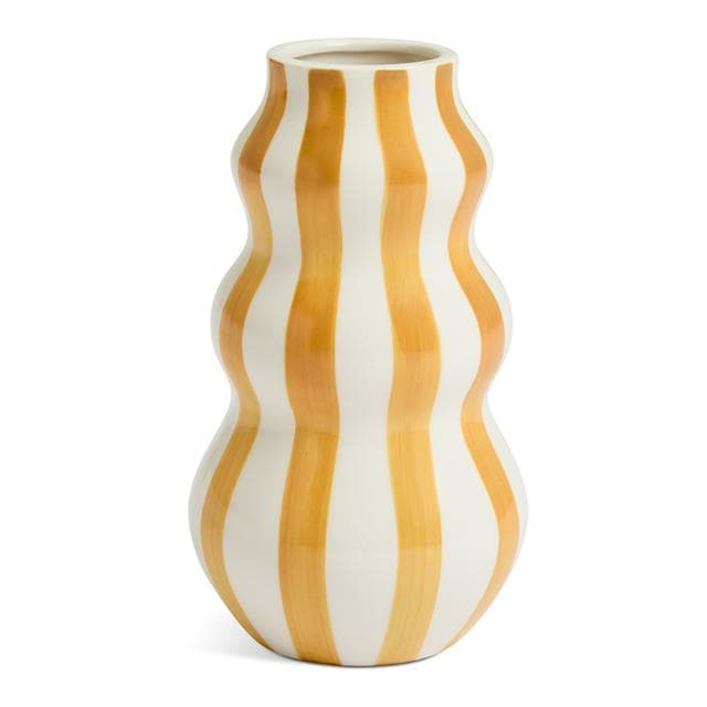 Habitat Hand Painted Stripe Vase - Mustard - gallery image 1