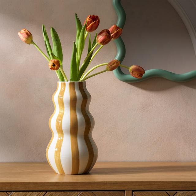 Habitat Hand Painted Stripe Vase - Mustard - gallery image 2