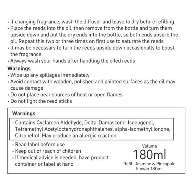 Habitat 180ml Scented Diffuser Refill - Jasmine & Pineapple Flower - gallery image 2
