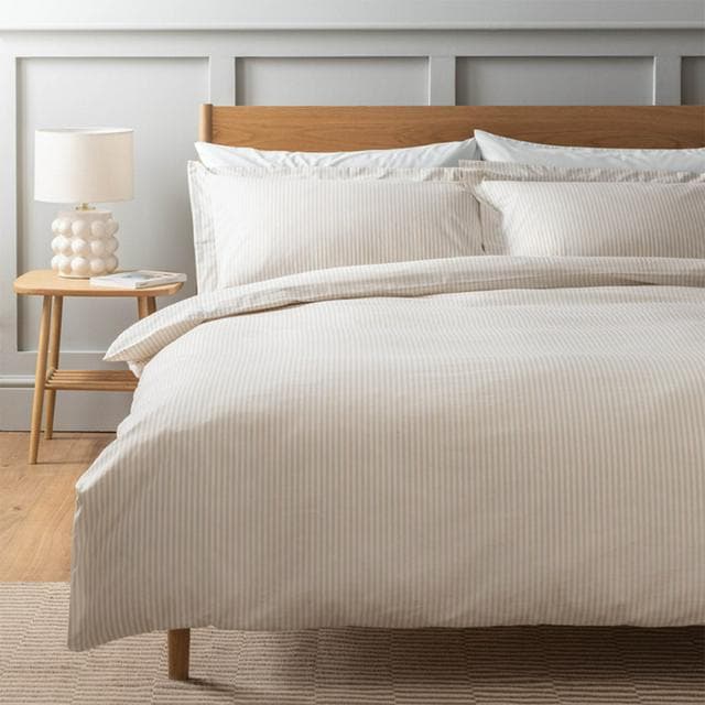 Habitat Timeless Oxford Edge Mini Stripe Taupe Bedding Set - gallery image 1