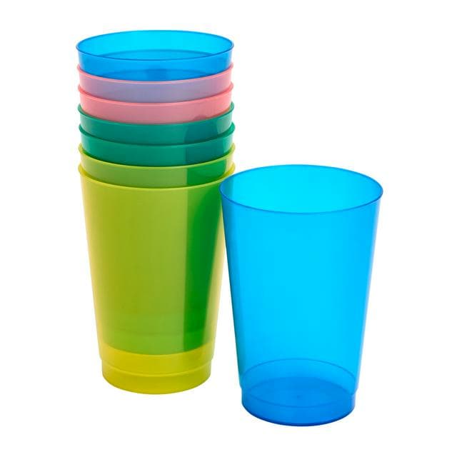 Sainsbury's Home Pack of 8 Reusable Recyclable Bright Plastic Cups - gallery image 1