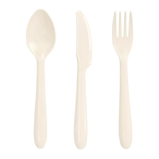 Sainsbury's Home Pack of 24 Reusable Plastic Forks Knives Spoons Cutlery - gallery image 1